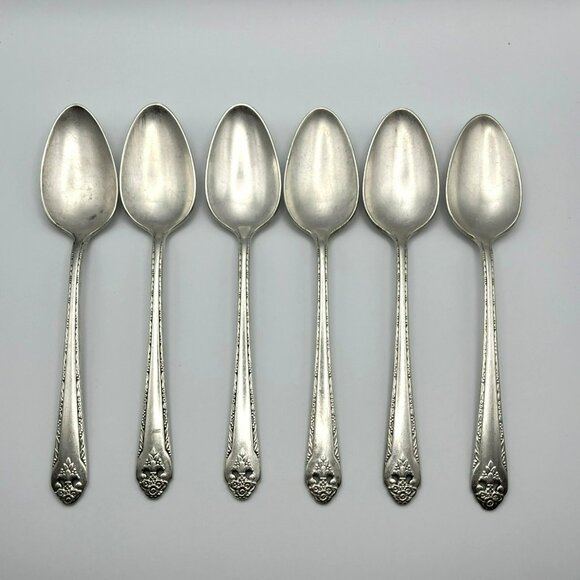Holmes & Edwards LOVELY LADY Teaspoons Silverplate Lot‎ of 6 Spoons IS Vintage - Picture 2 of 8